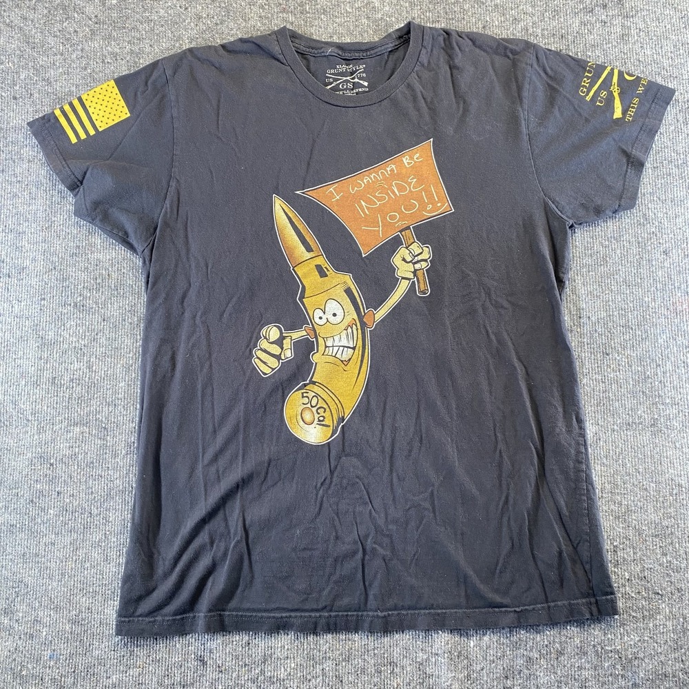Grunt Style Shirt Mens XL Black 50 Cal Bullet Ammo Adult Humor Graphic Tee